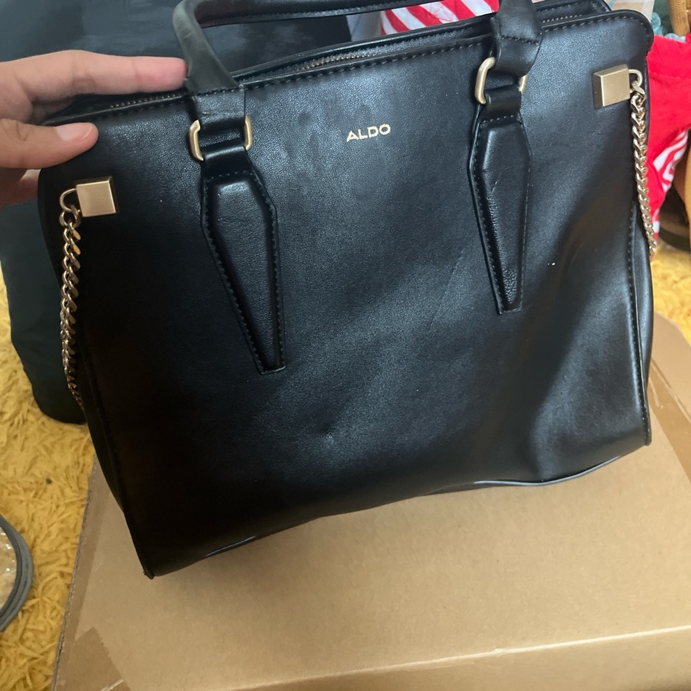 ALDO Black Tote with Gold Accents